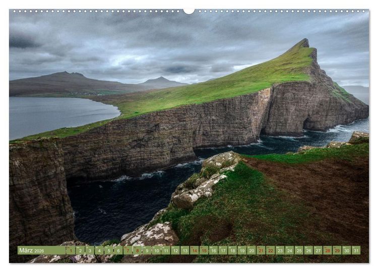 Produktbild: F&auml;r&ouml;er Inseln - Wo Schafe tanzen und die Natur im Winde fliegt (hochwertiger Premium Wandkalender 2026 DIN A2 quer), Kunstdruck in Hochglanz
