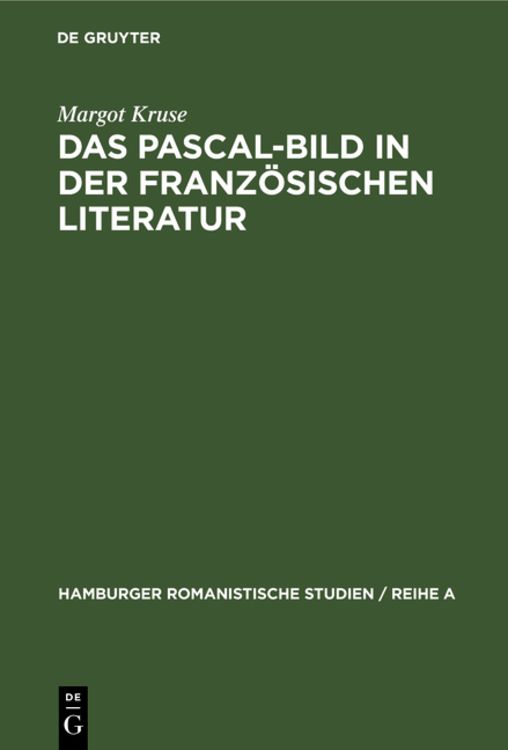 Produktbild: Das Pascal-Bild in der franz&ouml;sischen Literatur
