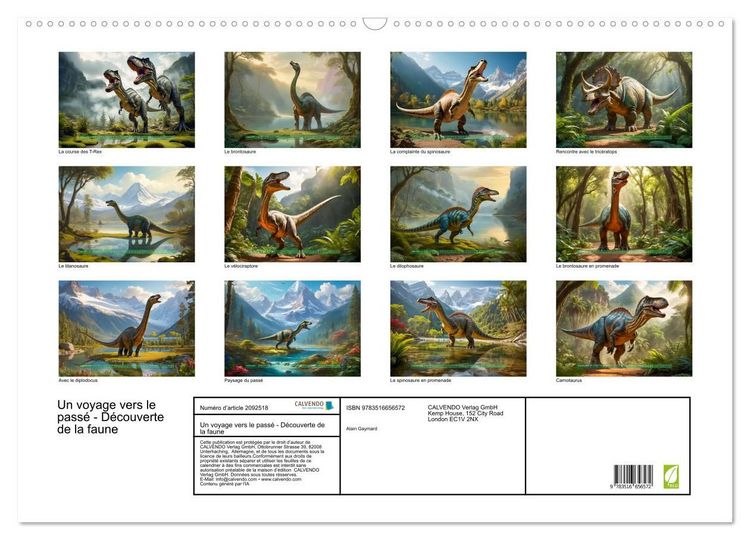 Produktbild: Un voyage vers le pass&eacute; - D&eacute;couverte de la faune (Calendrier mural 2026 DIN A2 vertical), CALVENDO calendrier mensuel