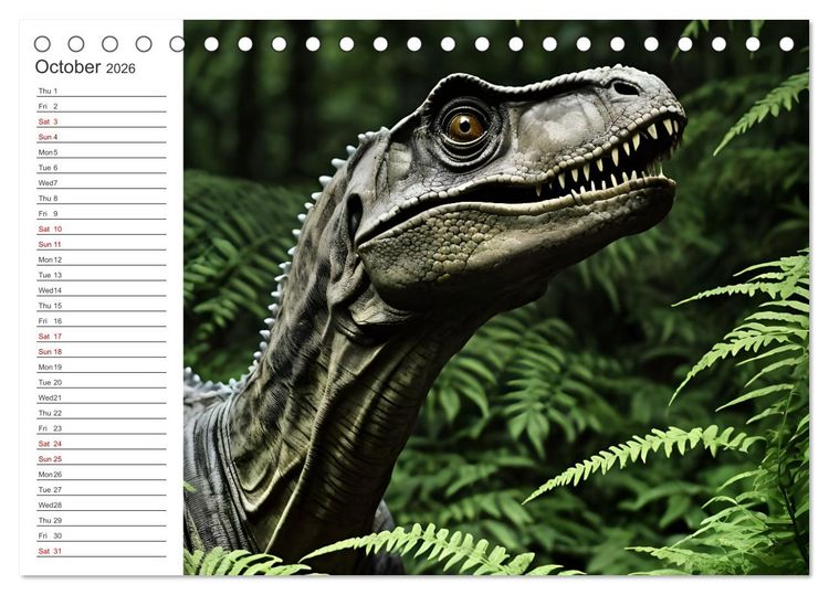 Produktbild: AI Dino Delights Mesmerizing Views of Prehistoric Life (Desk Calendar 2026 DIN A5 landscape), CALVENDO 12 Month DeskCalendar