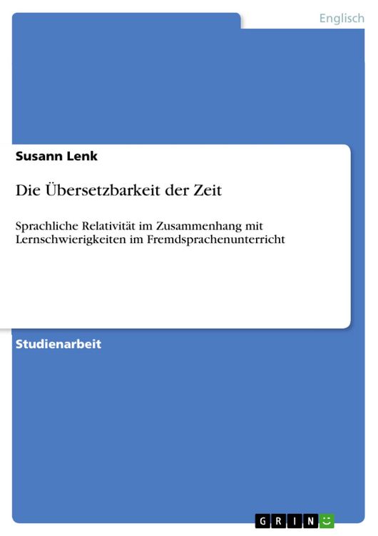 Produktbild: Die &Uuml;bersetzbarkeit der Zeit