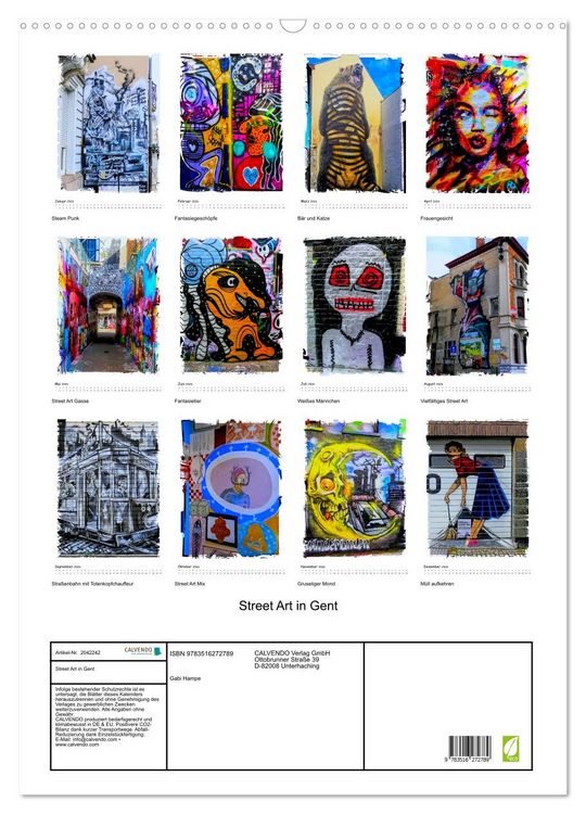 Produktbild: Street Art in Gent (Wandkalender 2026 DIN A2 hoch), CALVENDO Monatskalender