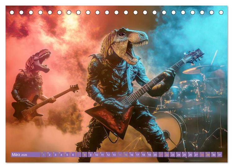Produktbild: Dinos rocken ab (Tischkalender 2026 DIN A5 quer), CALVENDO Monatskalender