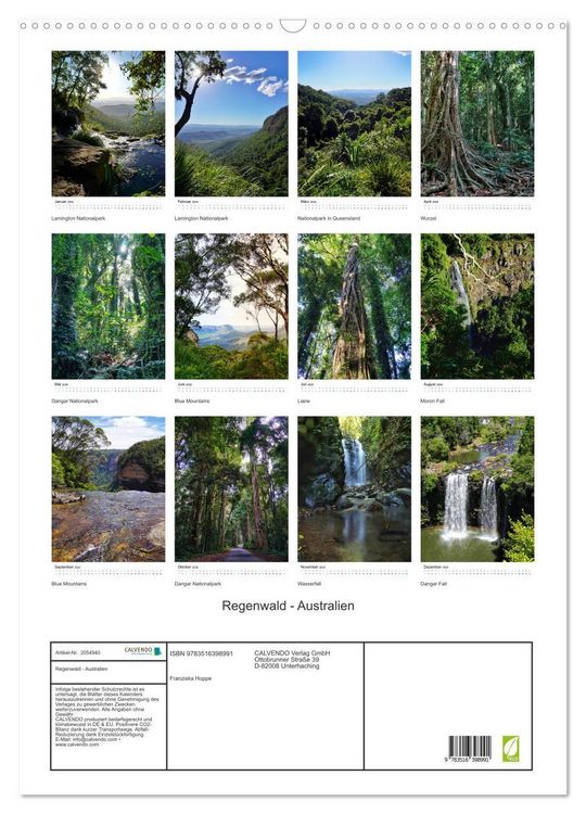 Produktbild: Regenwald - Australien (Wandkalender 2026 DIN A2 hoch), CALVENDO Monatskalender