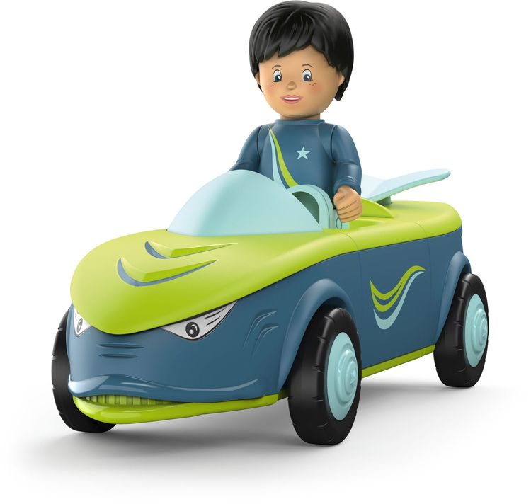 Produktbild: SIKU 0105 - Toddys, Dave Divey, Spielzeugauto mit R&uuml;ckziehmotor/Licht/Sound und Spielfigur, blau/gr&uuml;n