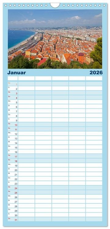 Produktbild: Familienplaner 2026 - C&ocirc;te d&rsquo;Azur - Sehnsuchtsort am Mittelmeer mit 5 Spalten (Wandkalender, 21 x 45 cm) CALVENDO