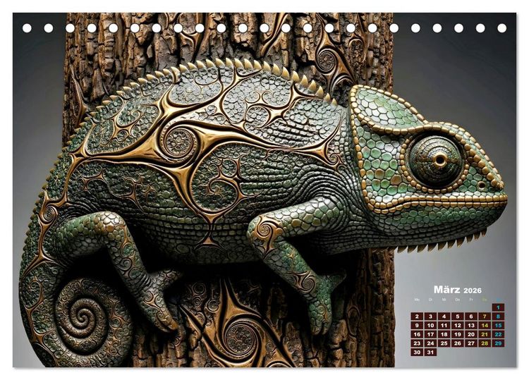 Produktbild: Cham&auml;leon Artwork (Tischkalender 2026 DIN A5 quer), CALVENDO Monatskalender