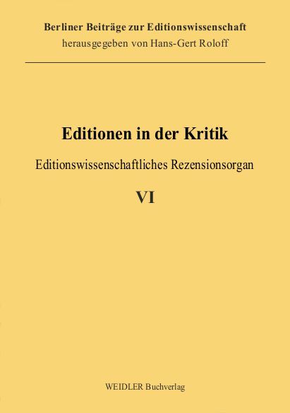 Produktbild: Editionen in der Kritik 6