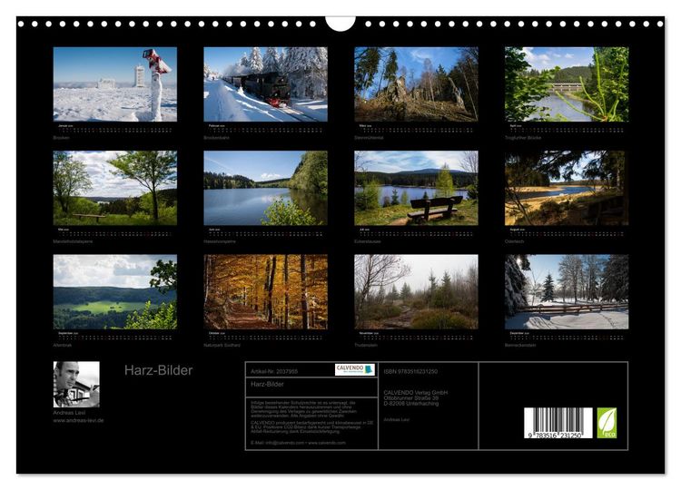 Produktbild: Harz-Bilder (Wandkalender 2026 DIN A3 quer), CALVENDO Monatskalender