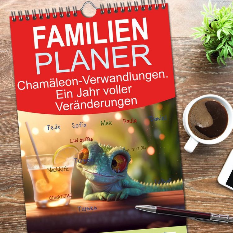 Produktbild: Familienplaner 2026 - Cham&auml;leon-Verwandlungen. Ein Jahr voller Ver&auml;nderungen mit 5 Spalten (Wandkalender, 21 x 45 cm) CALVENDO