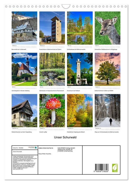 Produktbild: Unser Schurwald (Wandkalender 2026 DIN A3 hoch), CALVENDO Monatskalender