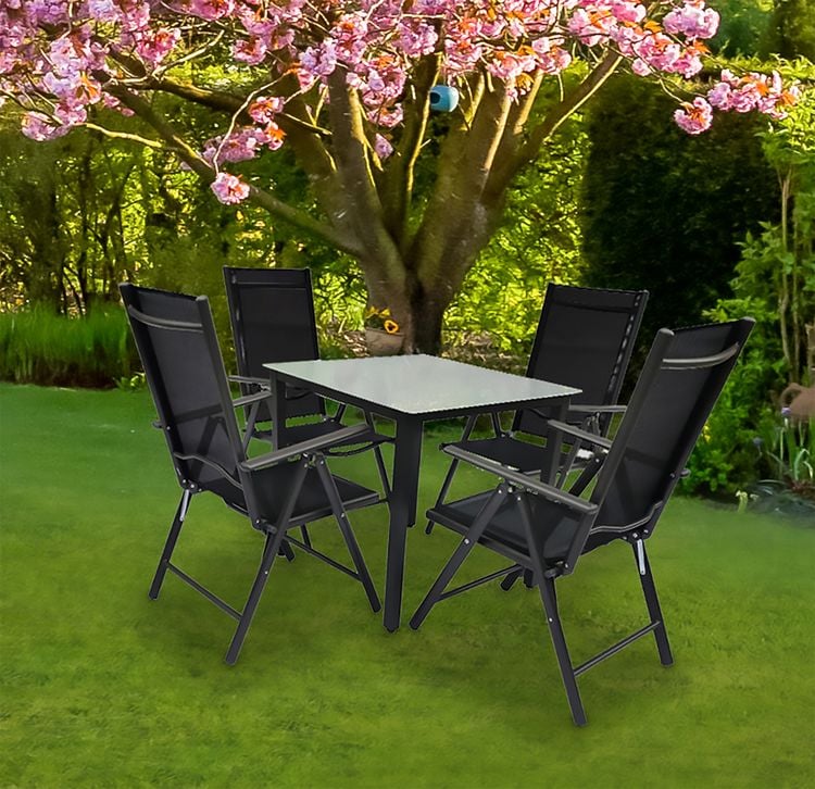 Produktbild: 5 tlg. Alu Gartenset Sitzgruppe Tisch St&uuml;hle 80 MA