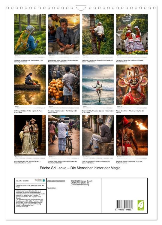 Produktbild: Erlebe Sri Lanka &ndash; Die Menschen hinter der Magie (Wandkalender 2027 DIN A3 hoch), CALVENDO Monatskalender