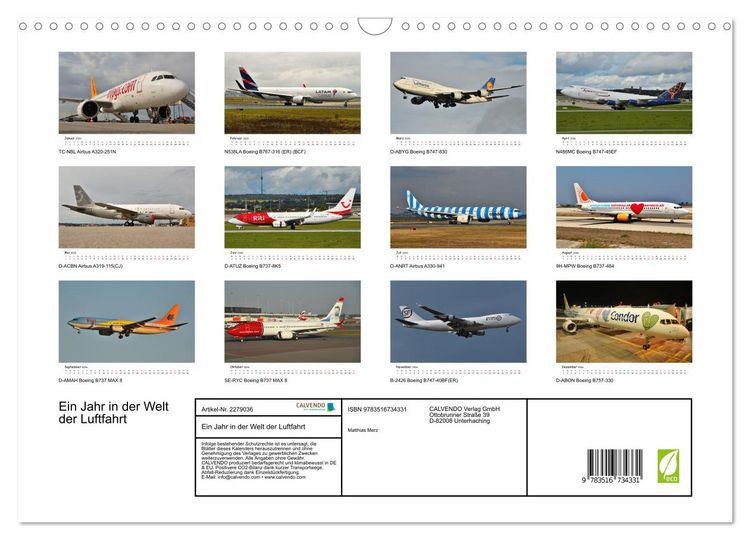 Produktbild: Ein Jahr in der Welt der Luftfahrt (Wandkalender 2026 DIN A3 quer), CALVENDO Monatskalender