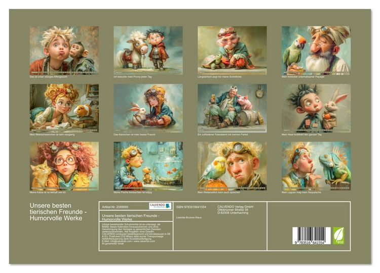Produktbild: Unsere besten tierischen Freunde - Humorvolle Werke (Wandkalender 2026 DIN A3 quer), CALVENDO Monatskalender