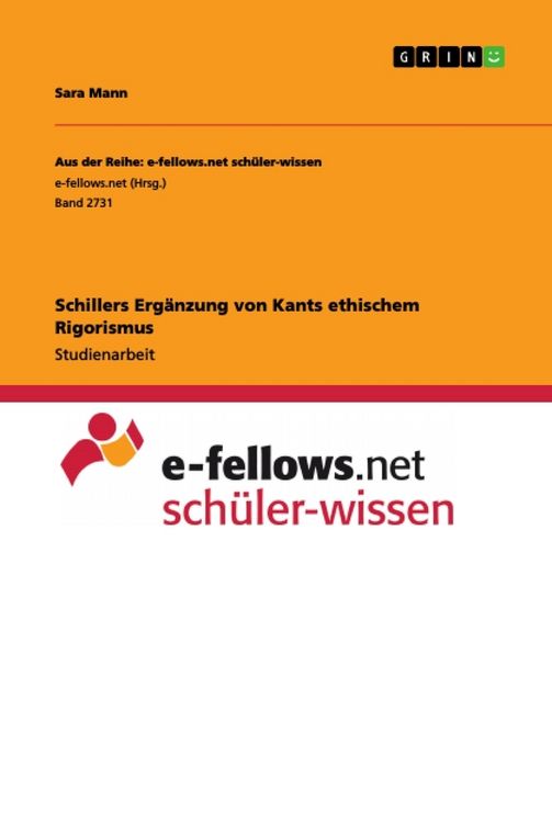 Produktbild: Schillers Erg&auml;nzung von Kants ethischem Rigorismus
