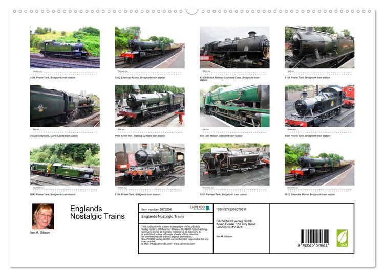 Produktbild: Englands Nostalgic Trains (High Quality Premium Wall Calendar 2026 DIN A2 landscape),CALVENDO 12 Month Wall Calendar