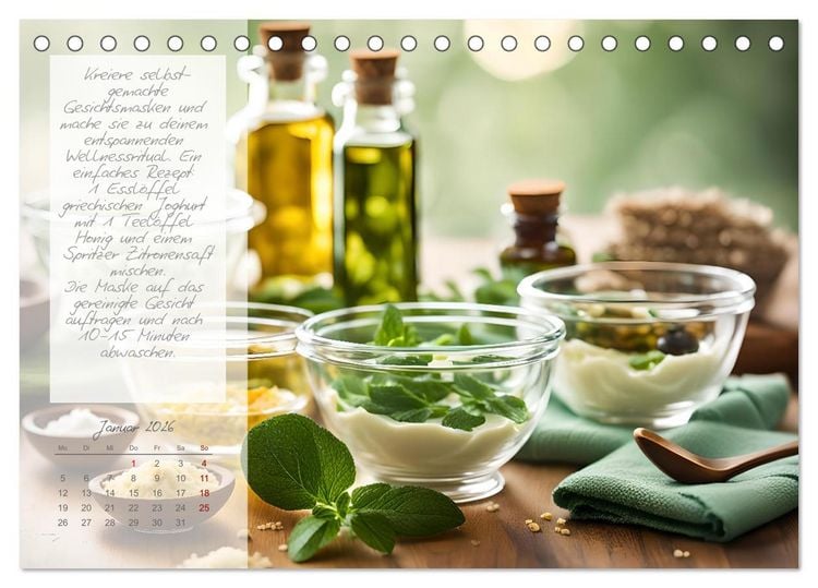 Produktbild: Wellnesstage zuhause - 12 anregende KI Ideen f&uuml;r deine pers&ouml;nlichen Spa Tage (Tischkalender 2026 DIN A5 quer), CALVENDO Monatskalender