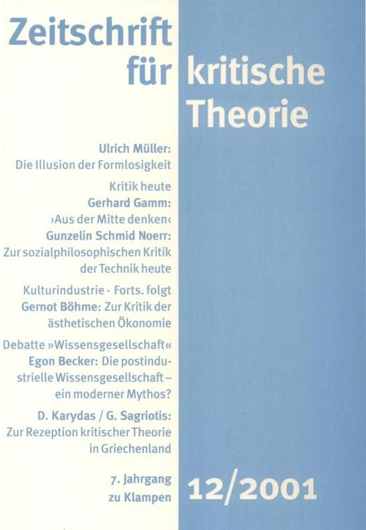 Produktbild: Zeitschrift f&uuml;r kritische Theorie / Zeitschrift f&uuml;r kritische Theorie, Heft 12 (2001)