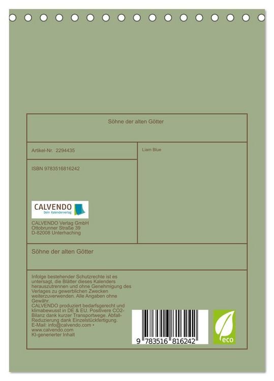 Produktbild: S&ouml;hne der alten G&ouml;tter (Tischkalender 2027 DIN A5 hoch), CALVENDO Monatskalender
