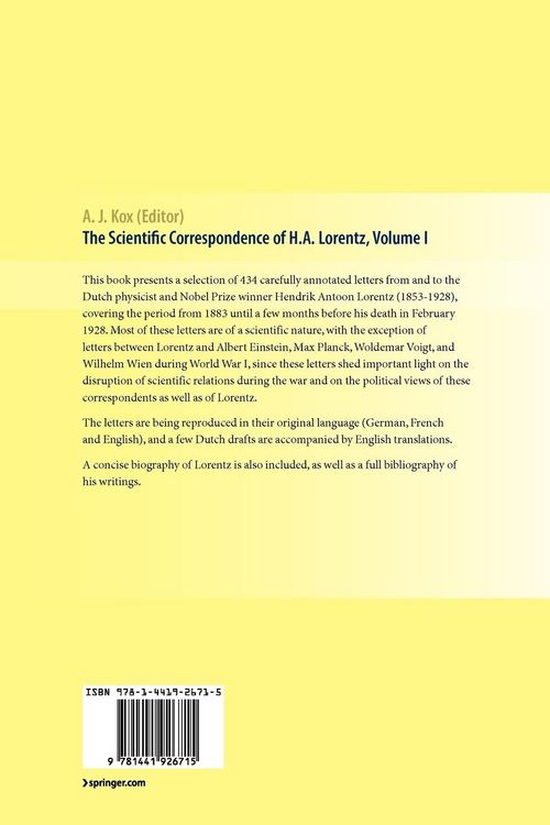 Produktbild: The Scientific Correspondence of H.A. Lorentz