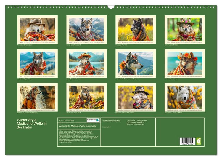 Produktbild: Wilder Style. Modische W&ouml;lfe in der Natur (Wandkalender 2026 DIN A2 quer), CALVENDO Monatskalender