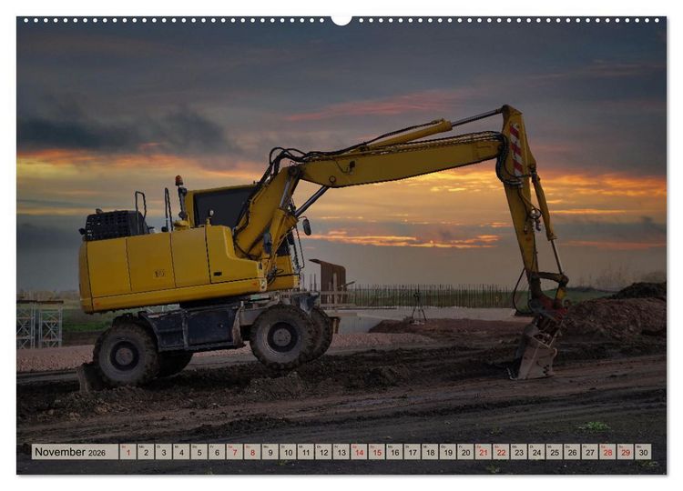 Produktbild: Bagger im Einsatz (Wandkalender 2026 DIN A2 quer), CALVENDO Monatskalender