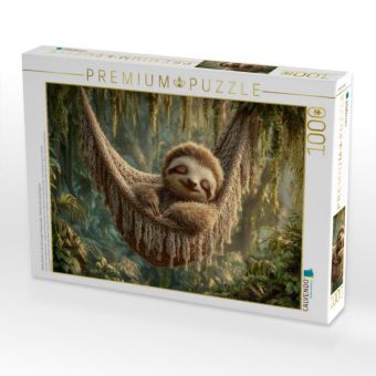 Produktbild: CALVENDO Puzzle M&uuml;des Faultier in der Dschungel-H&auml;ngematte - Einfach s&uuml;&szlig; und entspannt | 1000 Teile Lege-Gr&ouml;&szlig;e 64x48cm Foto-Puzzle f&uuml;r gl&uuml;ckliche Stun