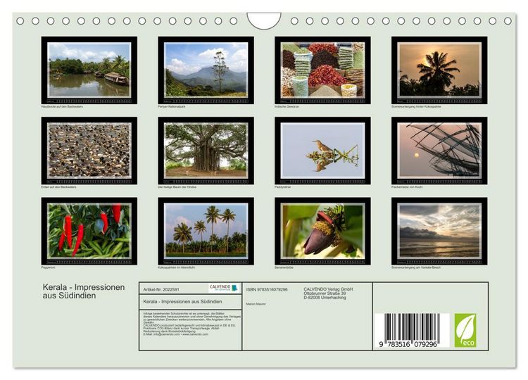 Produktbild: Kerala - Impressionen aus S&uuml;dindien (Wandkalender 2026 DIN A4 quer), CALVENDO Monatskalender