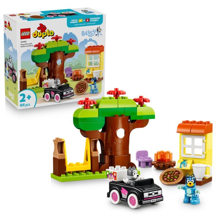 Produktbild: LEGO DUPLO 10469 Bluey Pizza-Schwestern mit Muffin und Bluey, Spielzeug