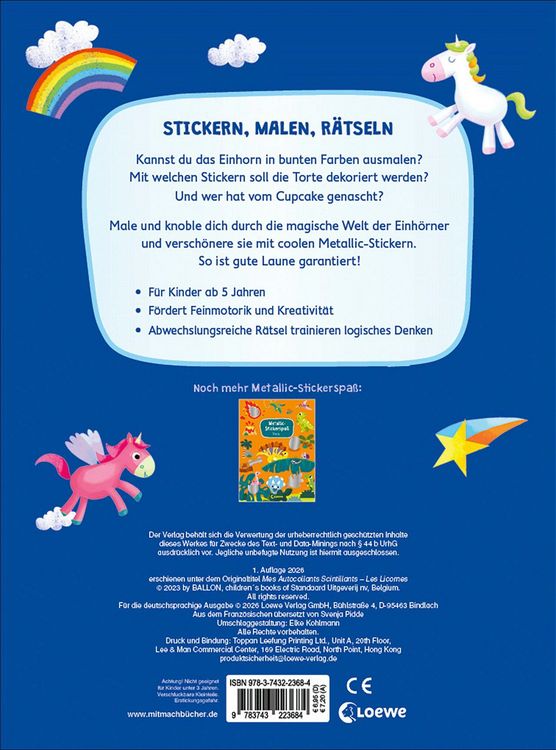 Produktbild: Metallic-Stickerspa&szlig; - Einh&ouml;rner