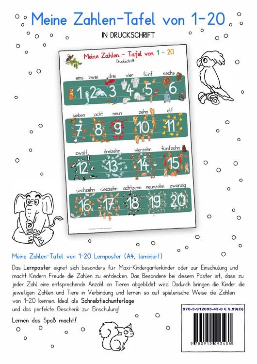 Produktbild: Meine Zahlen-Tafel von 1-20 Druckschrift