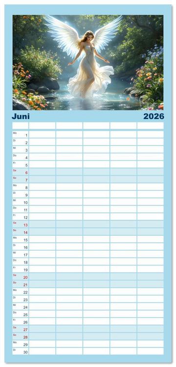 Produktbild: Familienplaner 2026 - Engel und Wasser - Ein Band der Anmut mit 5 Spalten (Wandkalender, 21 x 45 cm) CALVENDO
