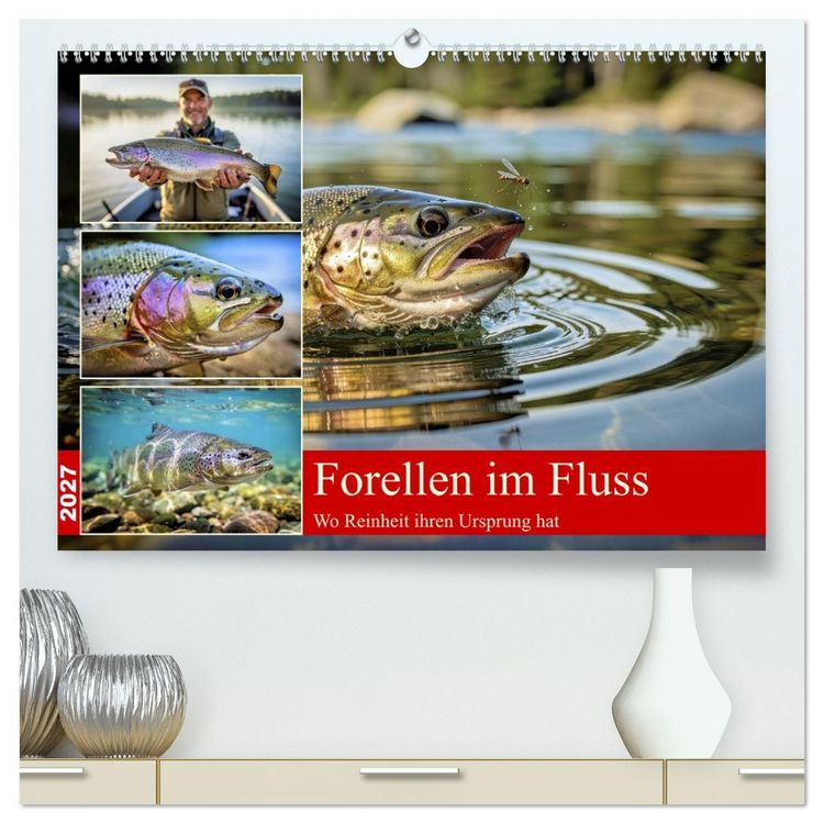 Produktbild: Forellen im Fluss (hochwertiger Premium Wandkalender 2027 DIN A2 quer), Kunstdruck in Hochglanz