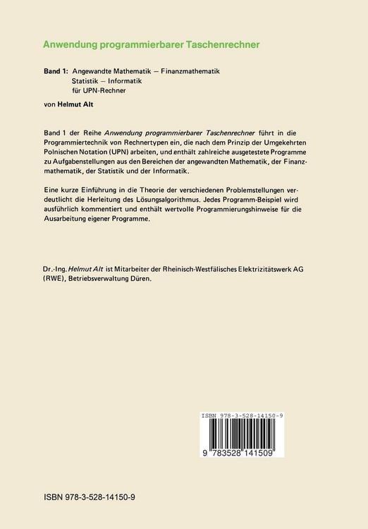 Produktbild: Angewandte Mathematik, Finanzmathematik, Statistik, Informatik f&uuml;r UPN-Rechner