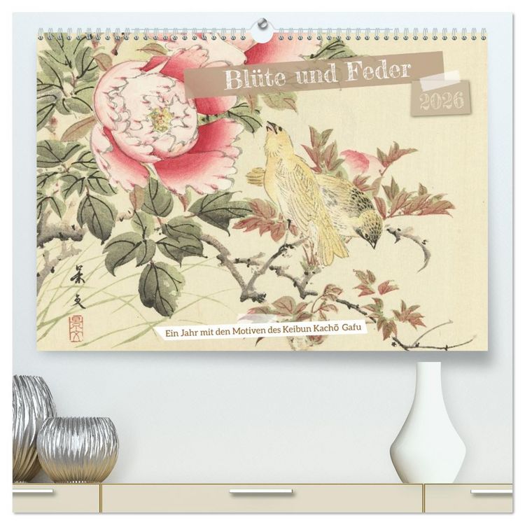 Produktbild: Bl&uuml;te und Feder (hochwertiger Premium Wandkalender 2026 DIN A2 quer), Kunstdruck in Hochglanz