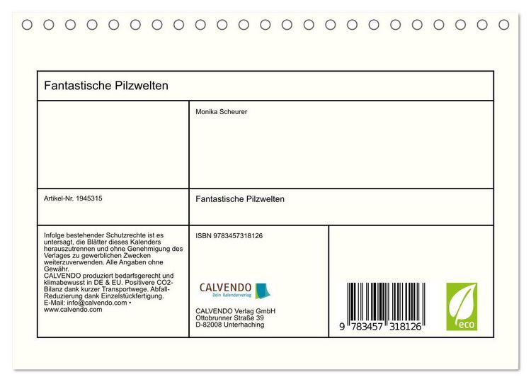 Produktbild: Fantastische Pilzwelten (Tischkalender 2026 DIN A5 quer), CALVENDO Monatskalender