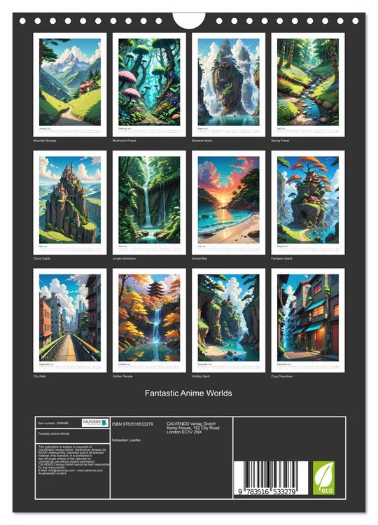 Produktbild: Fantastic Anime Worlds (Wall Calendar 2026 DIN A4 portrait), CALVENDO 12 Month Wall Calendar