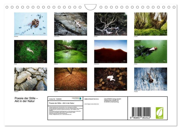Produktbild: Poesie der Stille &ndash; Akt in der Natur (Wandkalender 2026 DIN A4 quer), CALVENDO Monatskalender