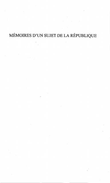Produktbild: Memoires D'un Sujet De La Republique