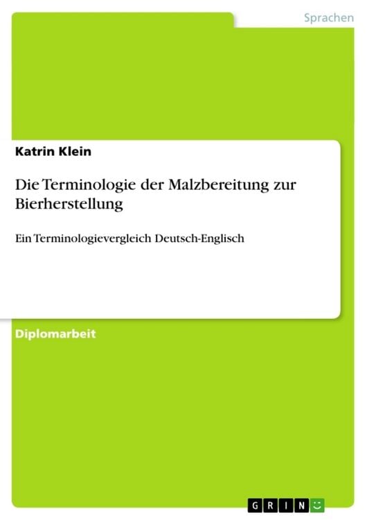 Produktbild: Die Terminologie der Malzbereitung zur Bierherstellung