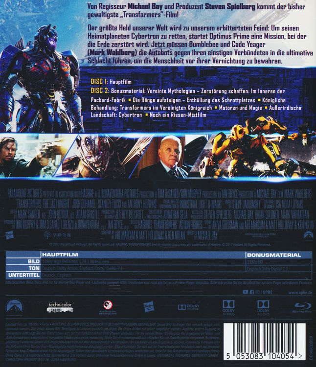 Produktbild: Transformers 5 - The Last Knight (+ Bonus-Disc)