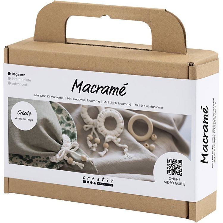 Produktbild: Creativ Company Mini Kreativ Set Macram&eacute;, 4 x Serviettenring, Creme