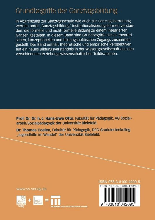 Produktbild: Grundbegriffe der Ganztagsbildung