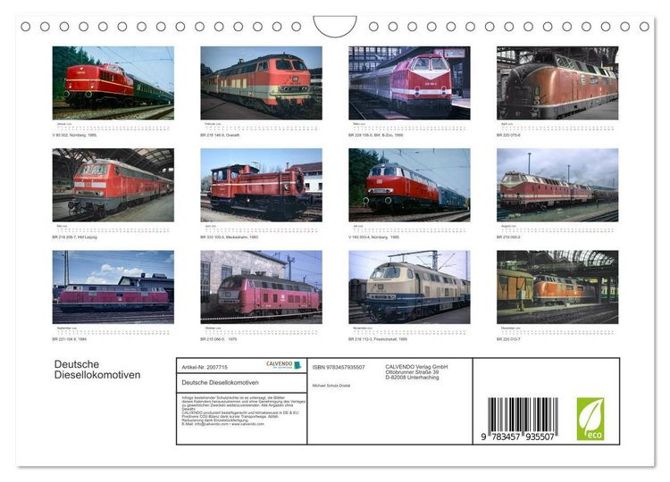 Produktbild: Deutsche Diesellokomotiven (Wandkalender 2026 DIN A4 quer), CALVENDO Monatskalender