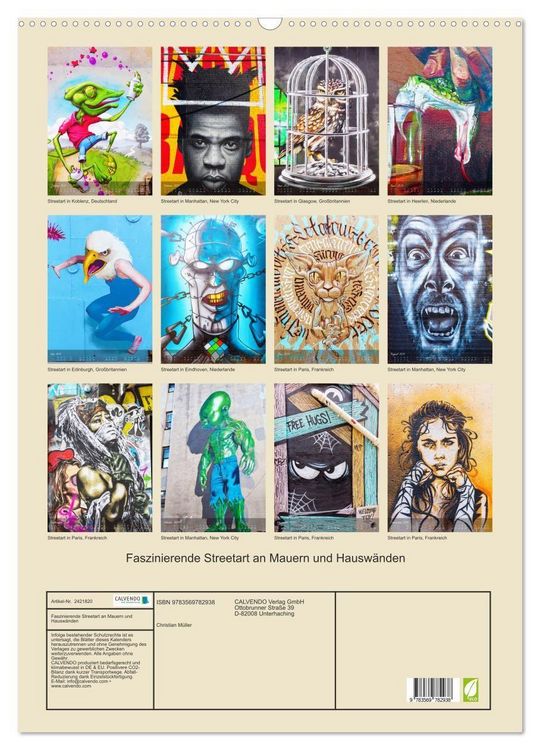 Produktbild: Faszinierende Streetart an Mauern und Hausw&auml;nden (Wandkalender 2027 DIN A2 hoch), CALVENDO Monatskalender
