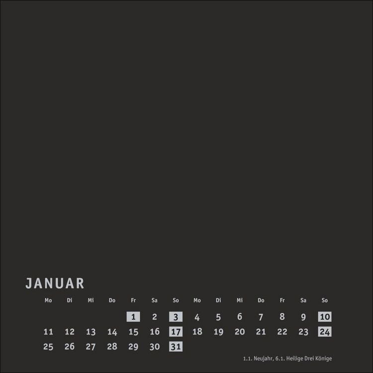 Produktbild: Premium-Bastelkalender schwarz klein 2027