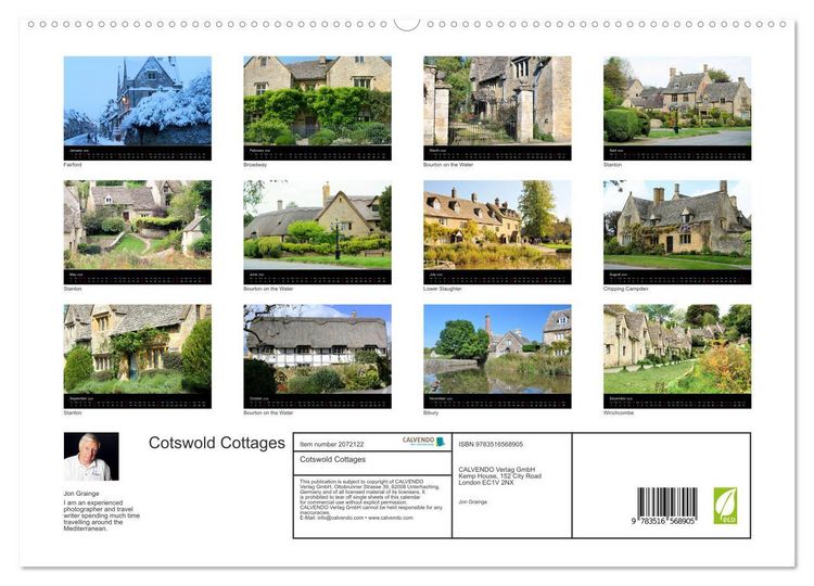 Produktbild: Cotswold Cottages (High Quality Premium Wall Calendar 2026 DIN A2 landscape),CALVENDO 12 Month Wall Calendar