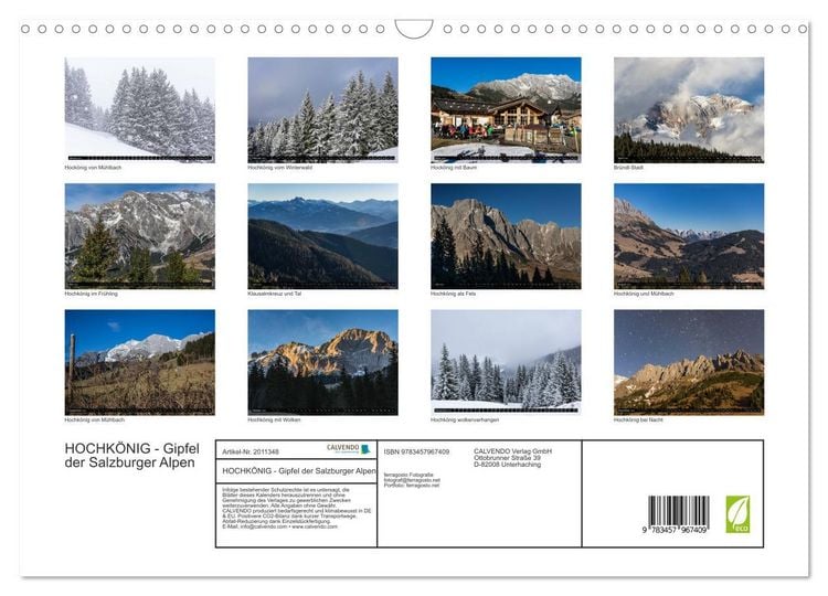Produktbild: HOCHK&Ouml;NIG - Gipfel der Salzburger Alpen (Wandkalender 2026 DIN A3 quer), CALVENDO Monatskalender