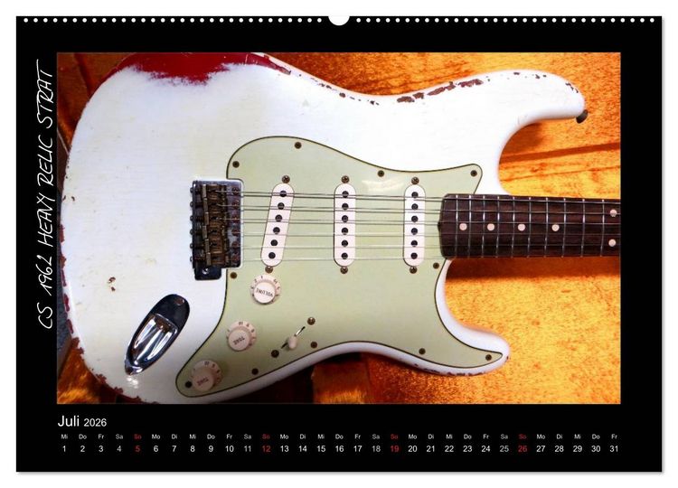 Produktbild: ROCKGITARREN in Szene gesetzt (hochwertiger Premium Wandkalender 2026 DIN A2 quer), Kunstdruck in Hochglanz